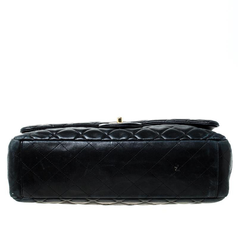 Chanel Black Quilted Leather Jumbo Classic Single Flap Bag 4