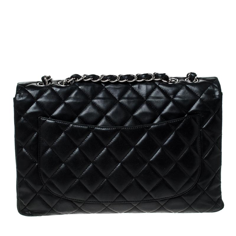 Chanel Black Quilted Leather Jumbo Classic Single Flap Bag 4