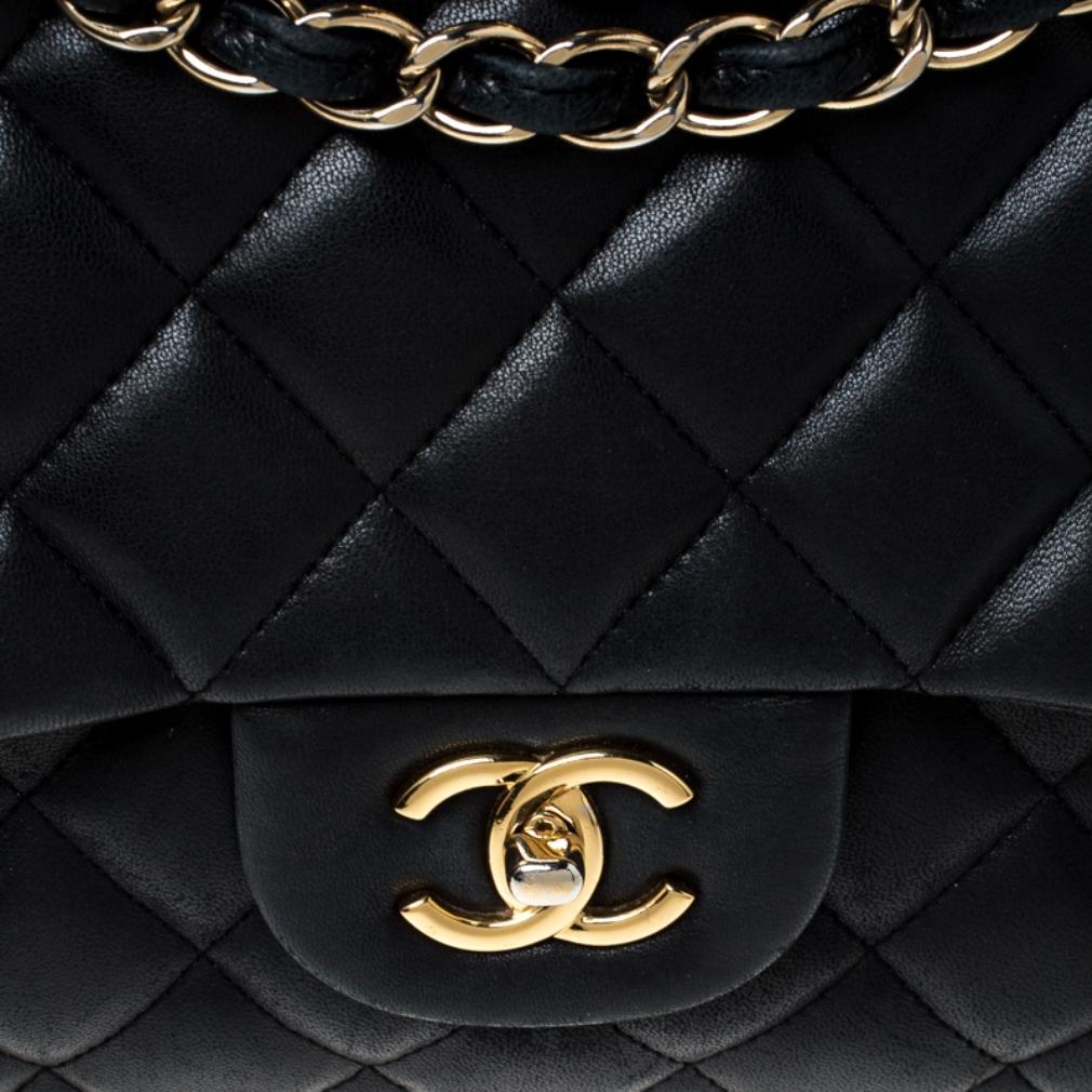 Chanel Black Quilted Leather Jumbo Classic Single Flap Bag 5