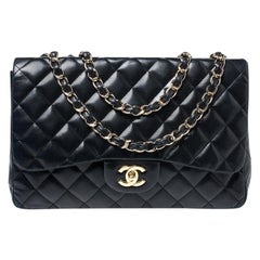 Chanel Black Quilted Leather Jumbo Classic Single Flap Bag