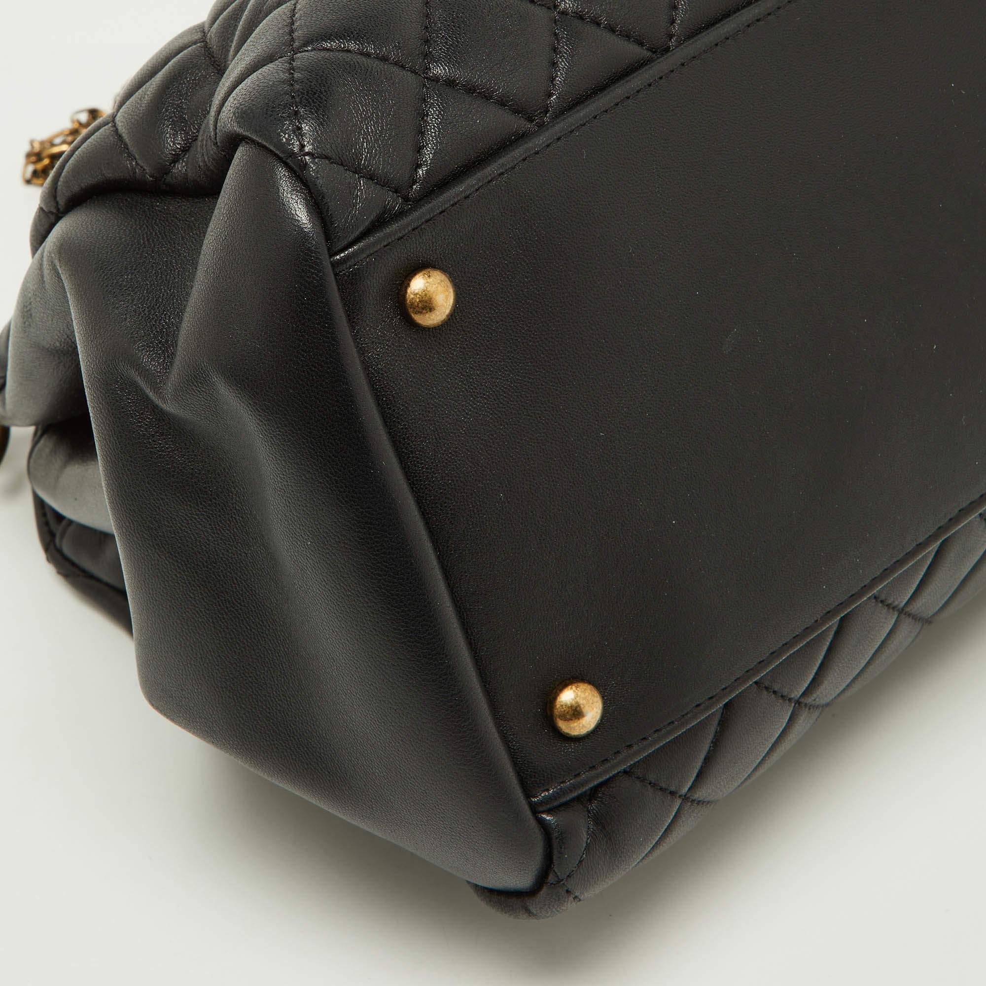 Chanel Black Quilted Leather Just Mademoiselle Bowler Bag 6