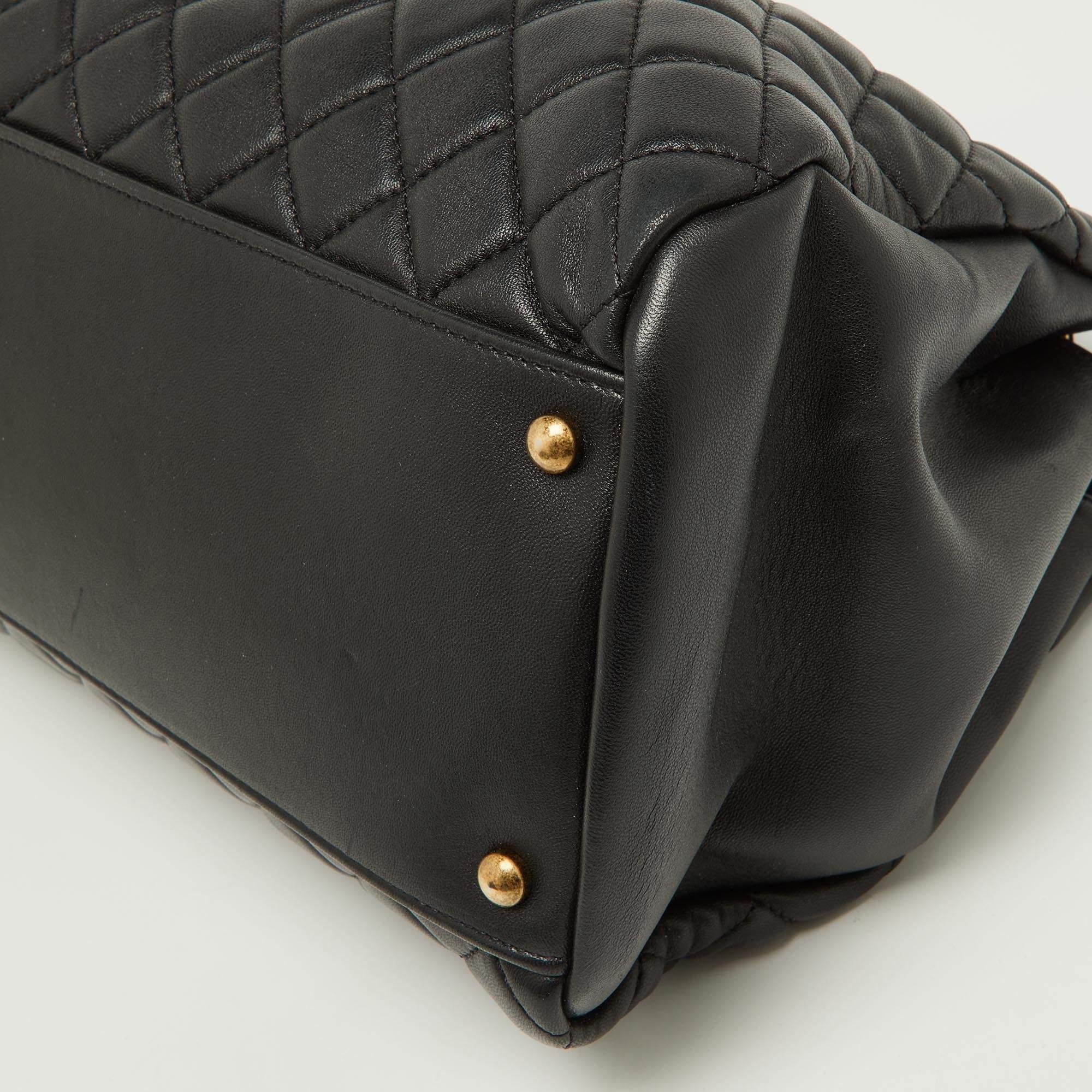 Chanel Black Quilted Leather Just Mademoiselle Bowler Bag 7