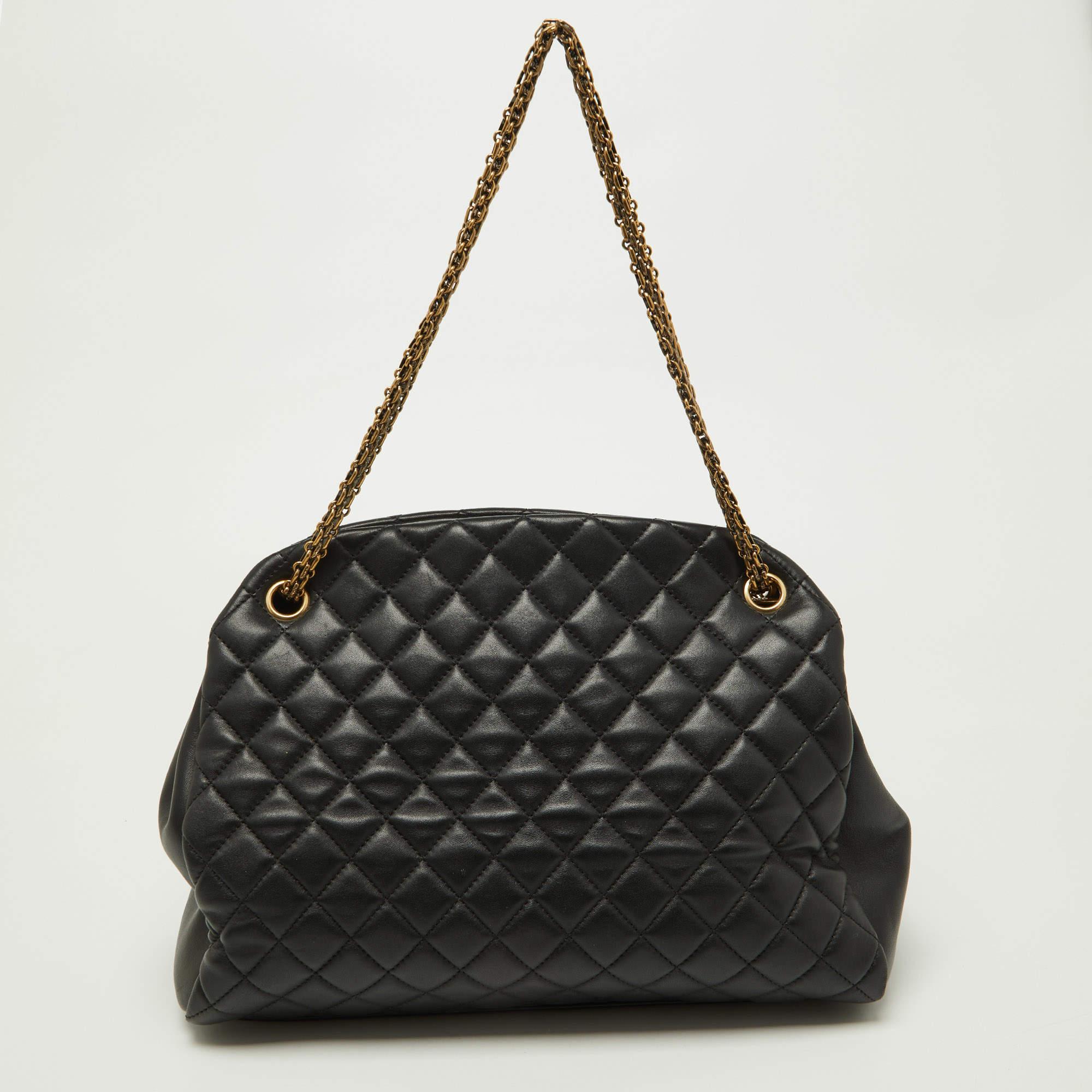 Chanel Black Quilted Leather Just Mademoiselle Bowler Bag 1