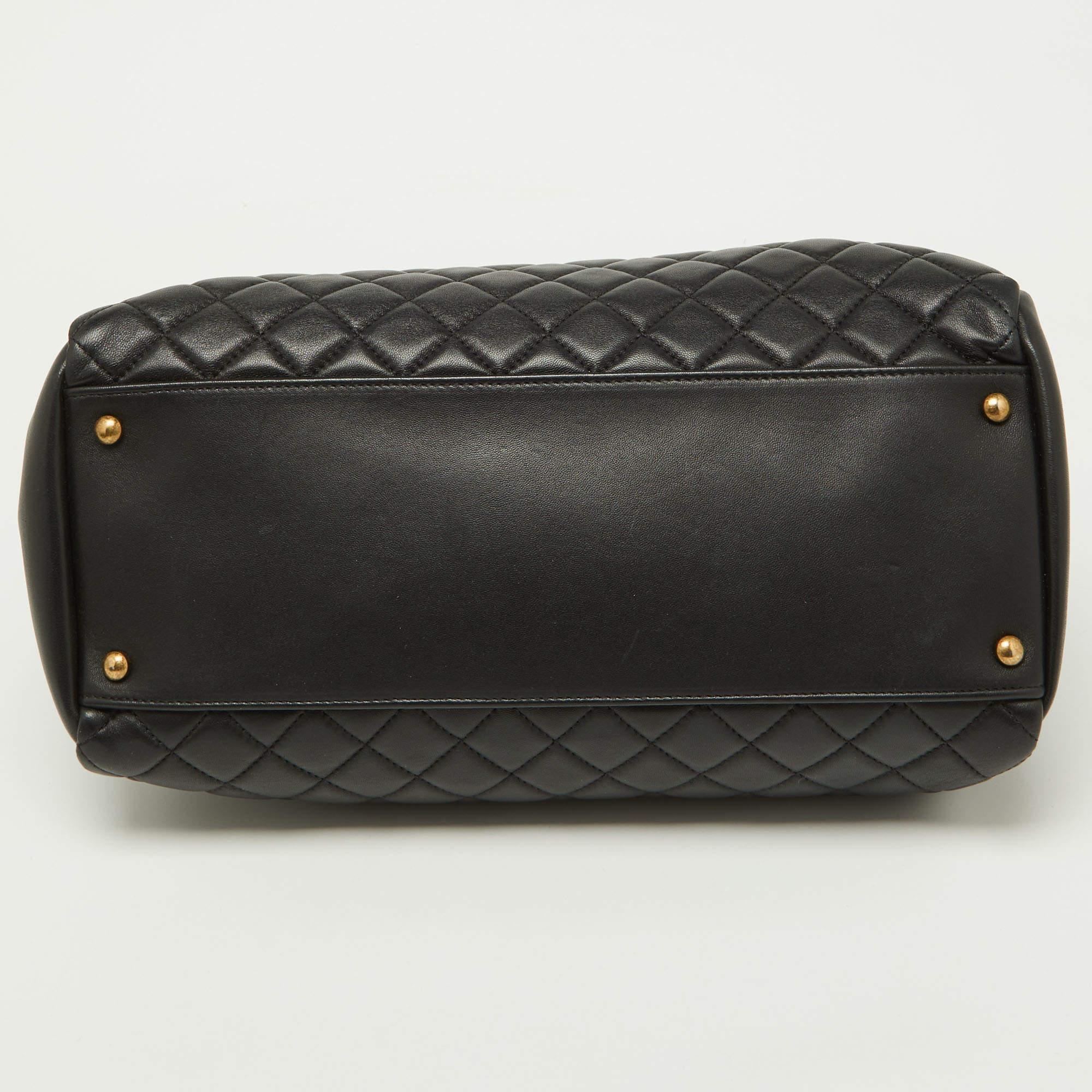 Chanel Black Quilted Leather Just Mademoiselle Bowler Bag 5