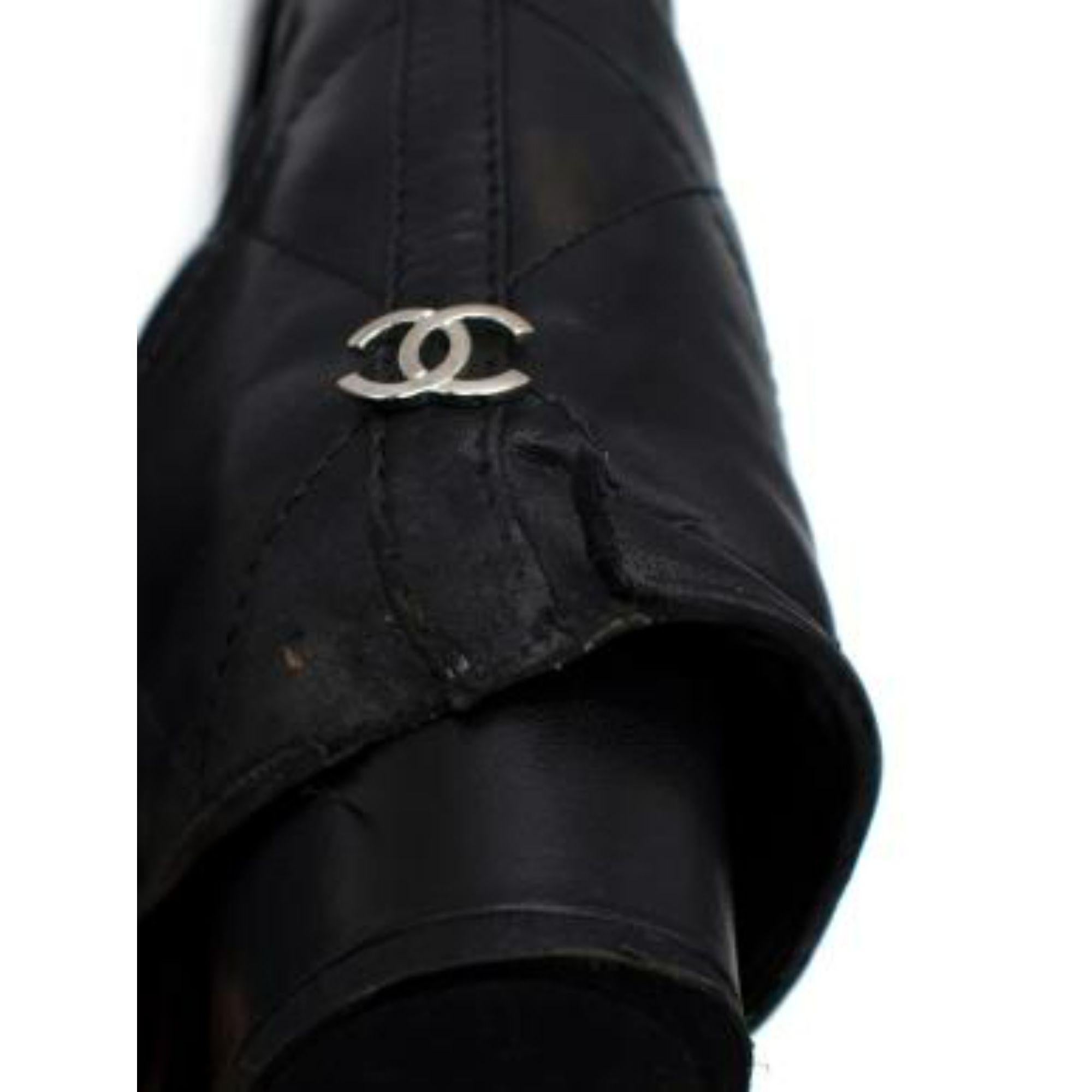 Chanel Black Quilted Leather Knee-high Boots For Sale 4