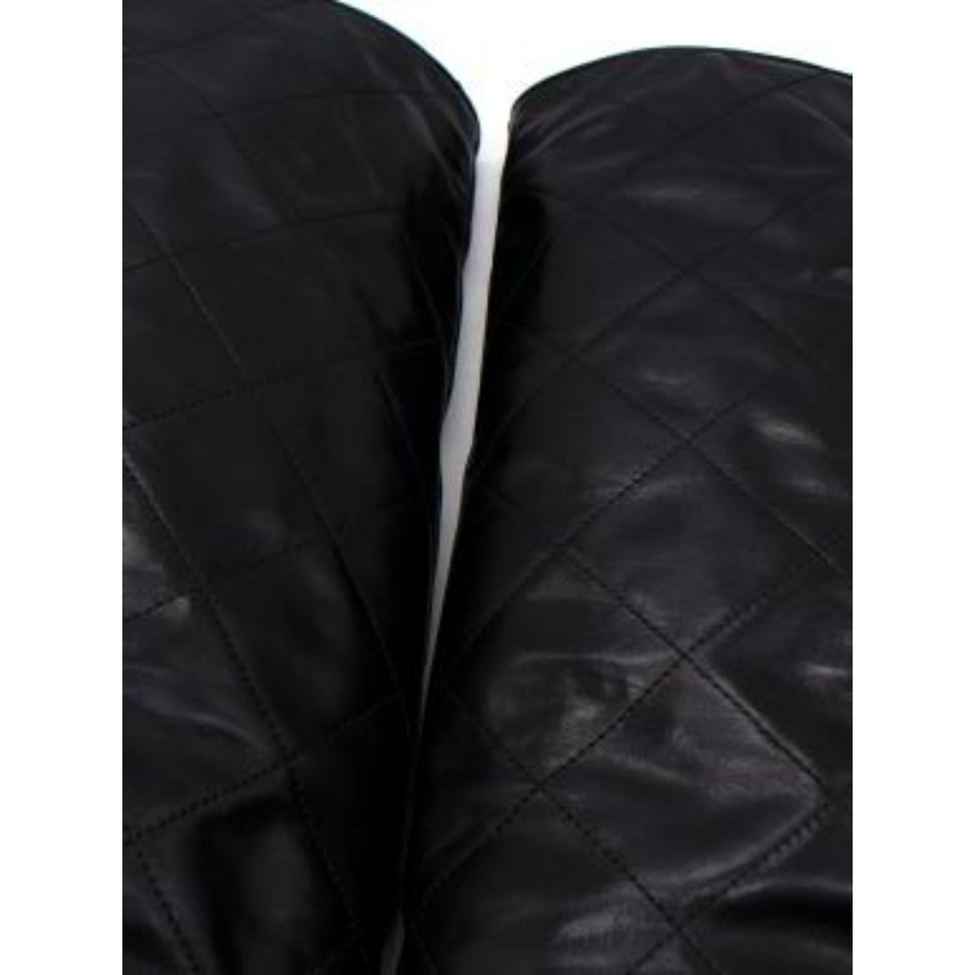 Chanel Black Quilted Leather Knee-high Boots For Sale 5