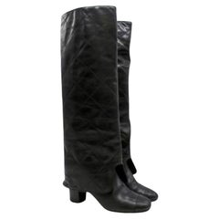 Chanel Black Quilted Leather Knee-high Boots