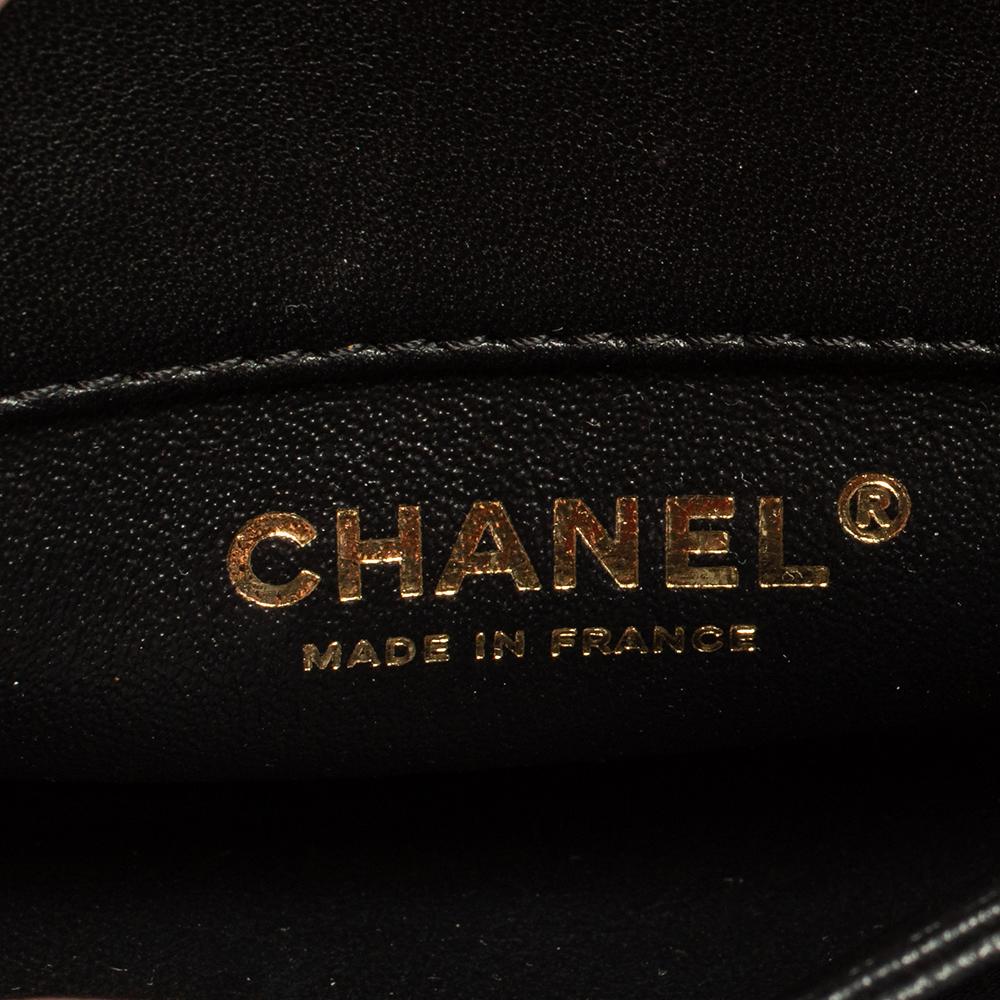 Chanel Schwarzes gestepptes Leder Klopfen auf Holz Top Handle Tasche 8