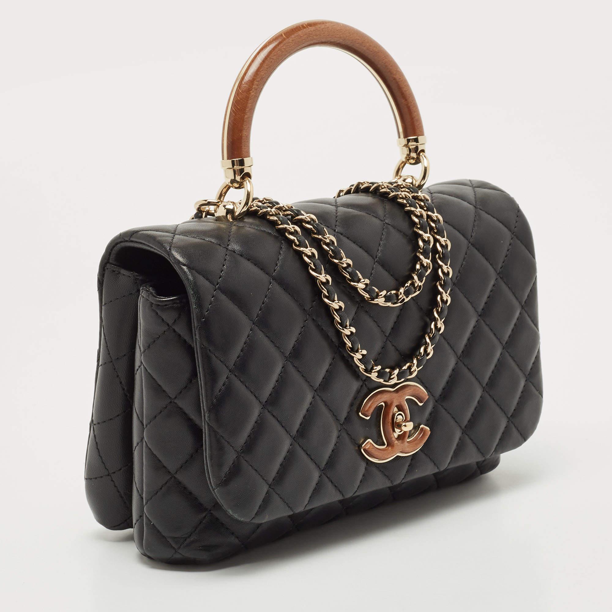 chanel wood handle bag