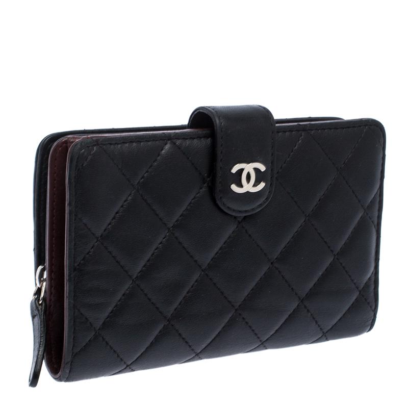 Chanel Black Quilted Leather L-Zip Wallet For Sale at 1stDibs 