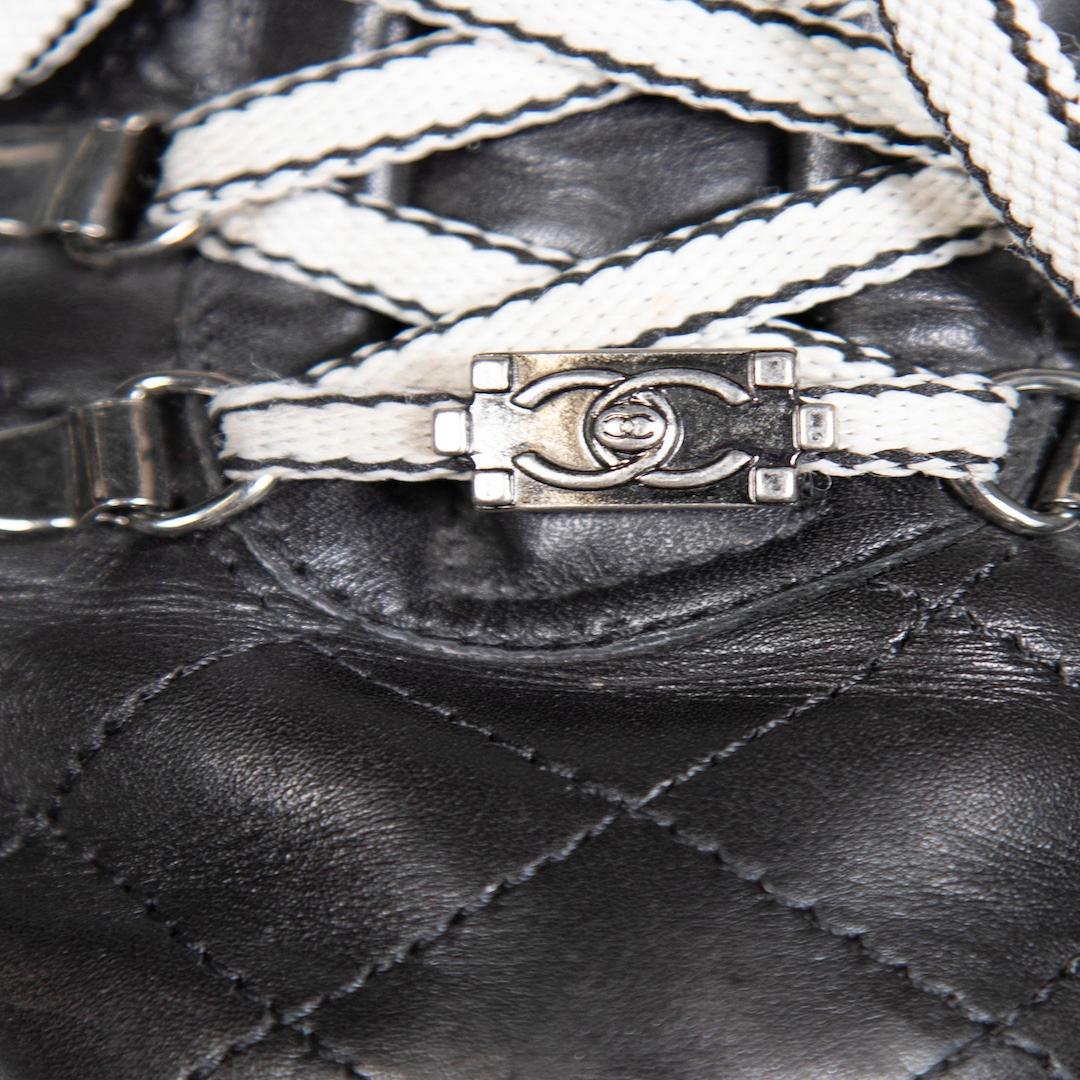 Chanel Black Quilted Leather Lace-Up Boots Size IT 37 1