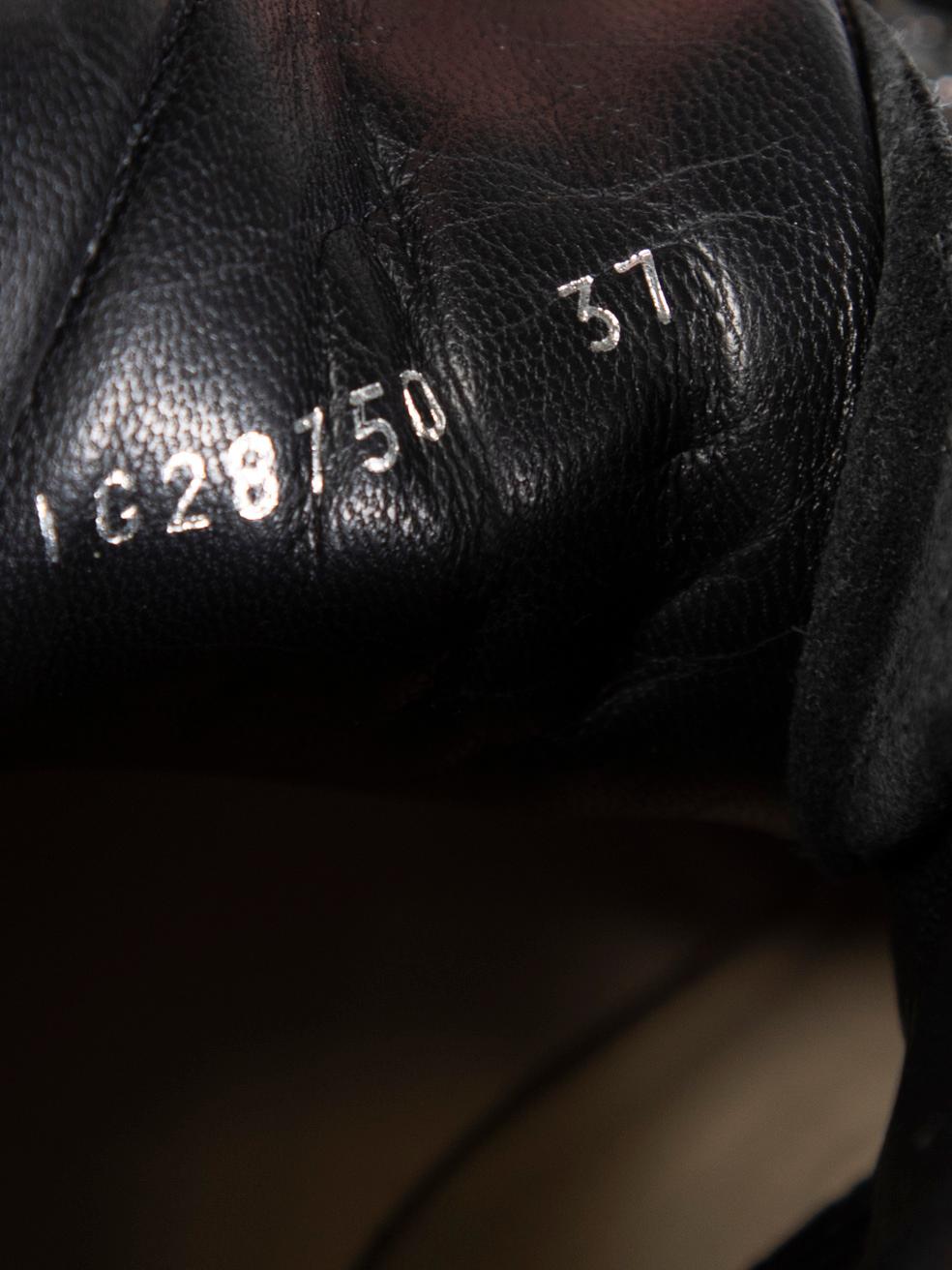 Chanel Black Quilted Leather Lace-Up Boots Size IT 37 2
