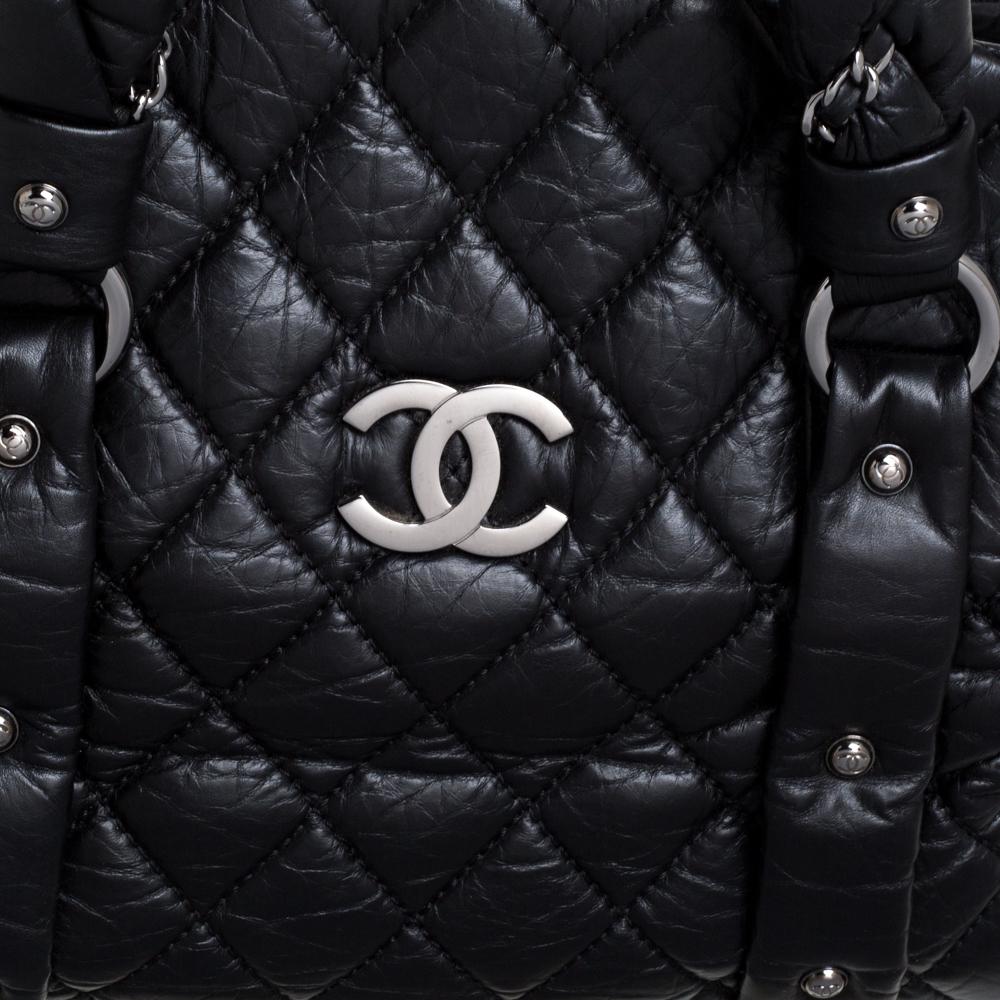 Chanel Black Quilted Leather Lady Braid Bowler Bag 6