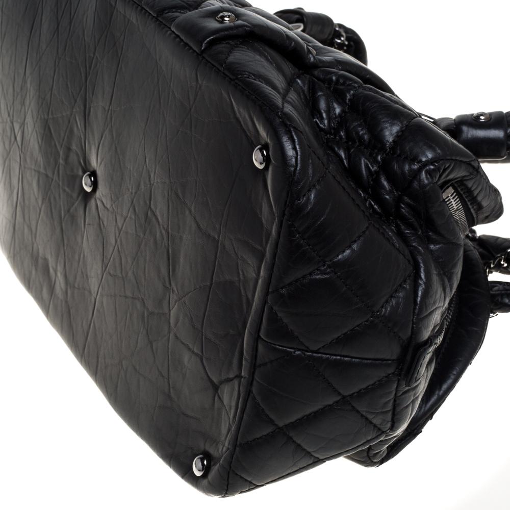 Chanel Black Quilted Leather Lady Braid Bowler Bag 7