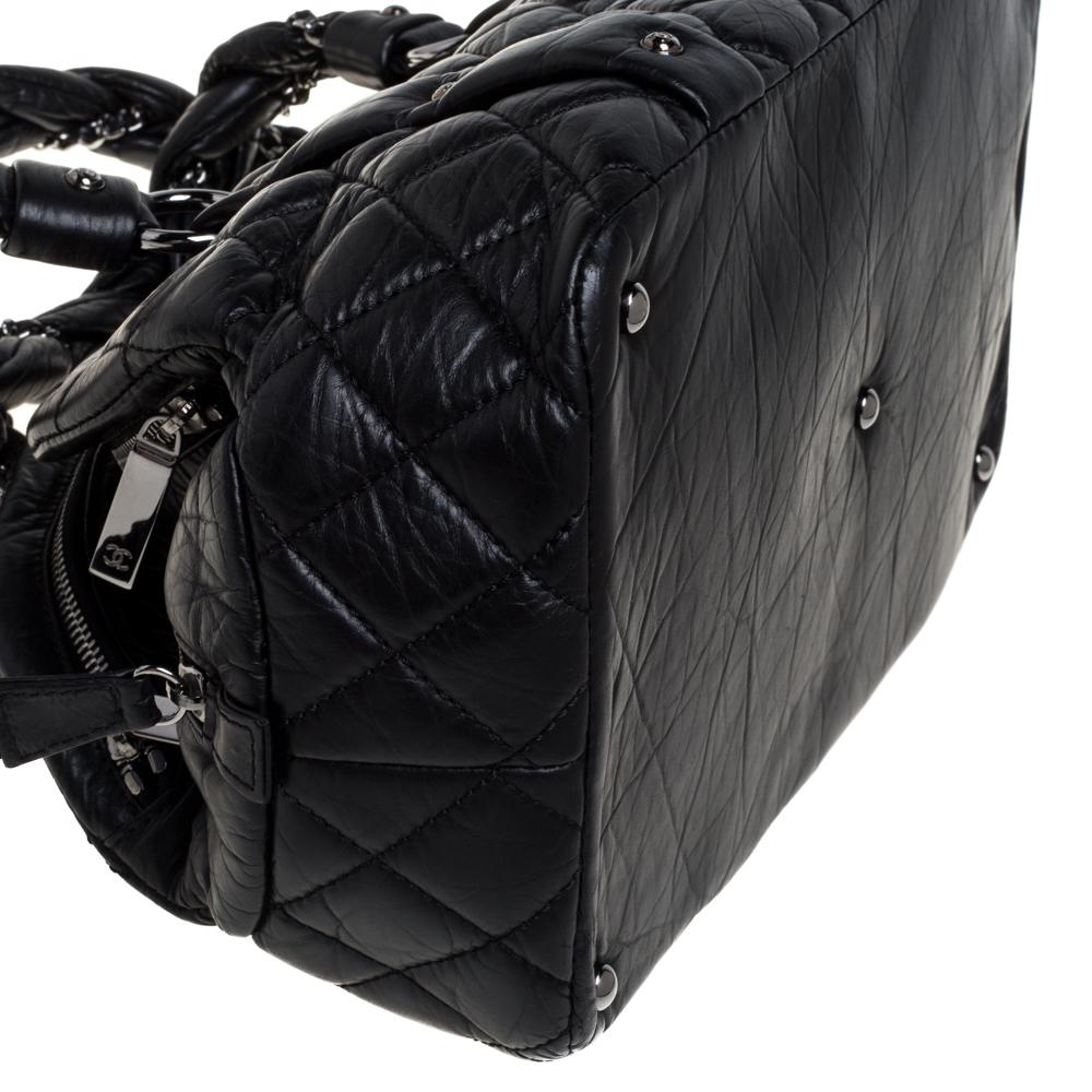 Chanel Black Quilted Leather Lady Braid Bowler Bag 8