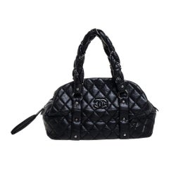 Chanel Black Quilted Leather Lady Braid Bowler Bag