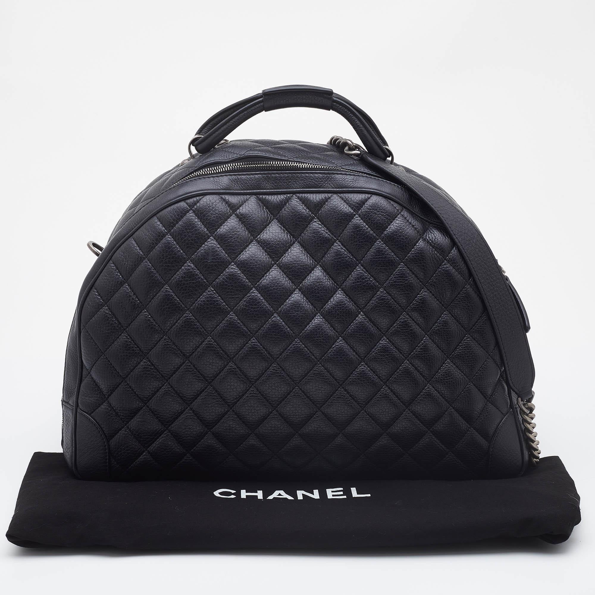 Chanel Black Quilted Leather Large Airlines Round Trip Bag 8