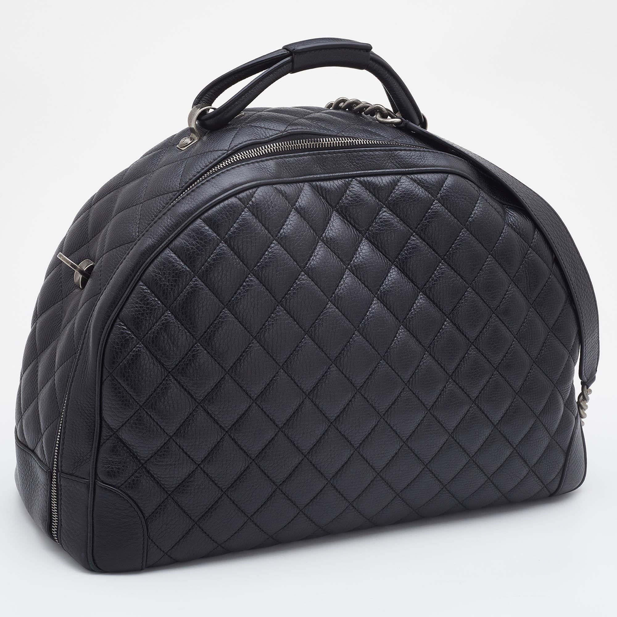 Women's Chanel Black Quilted Leather Large Airlines Round Trip Bag