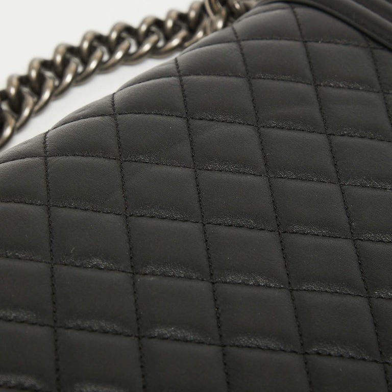 Chanel Black Quilted Leather Large Boy Flap Bag For Sale at 1stDibs