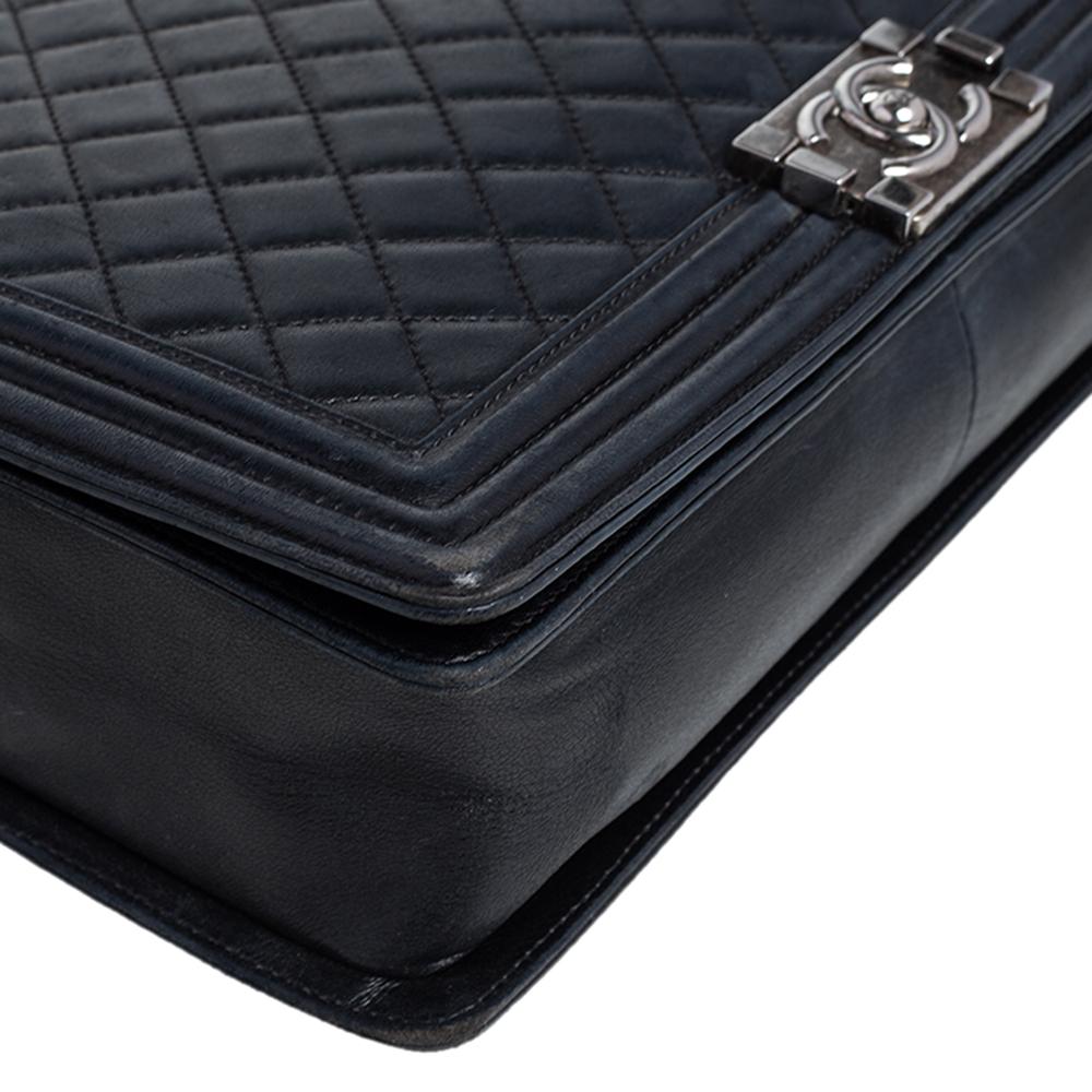 Chanel Black Quilted Leather Large Boy Flap Bag 11