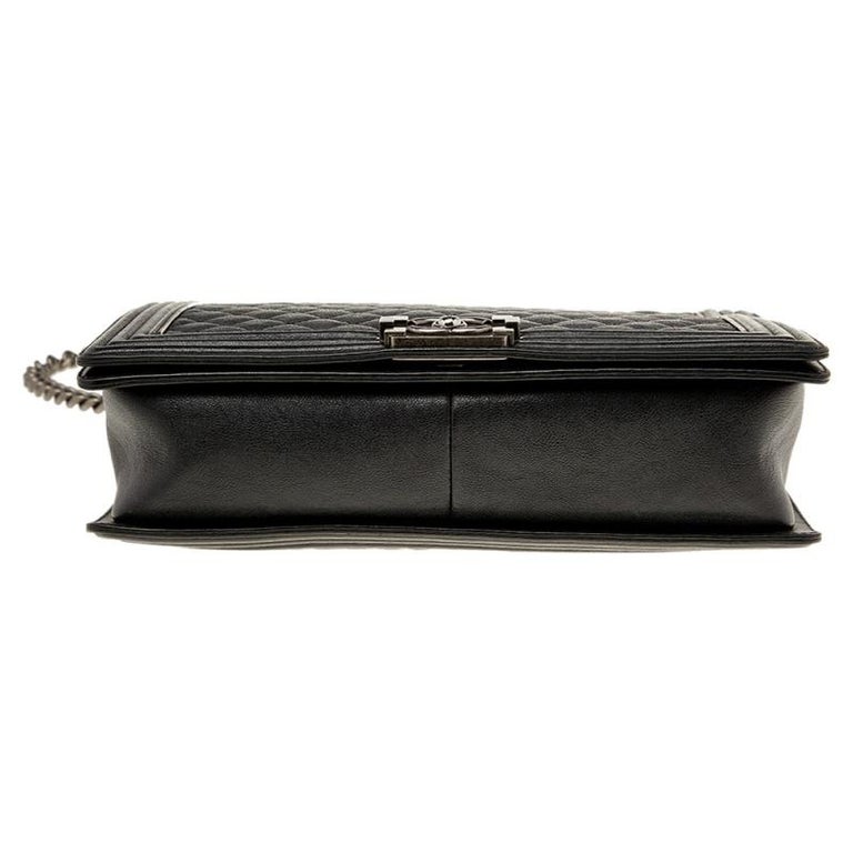 Chanel Black Quilted Leather Large Boy Flap Bag For Sale at 1stDibs