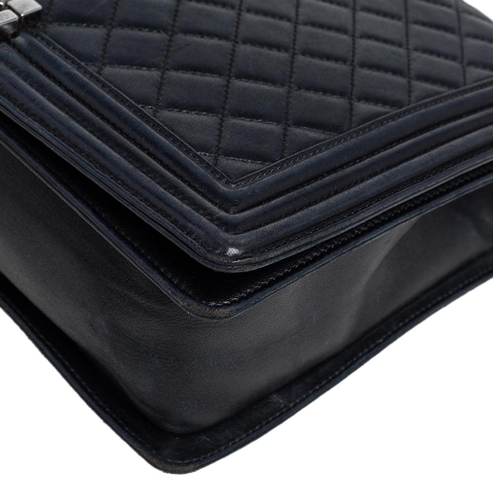 Chanel Black Quilted Leather Large Boy Flap Bag 2