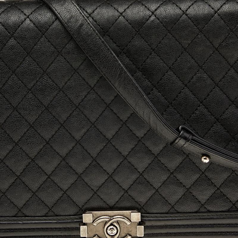 Women's Chanel Black Quilted Leather Large Boy Flap Bag