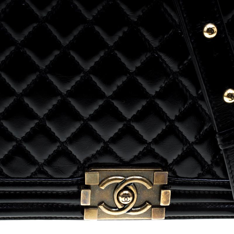 Chanel Black Quilted Leather Large Boy Flap Bag 4