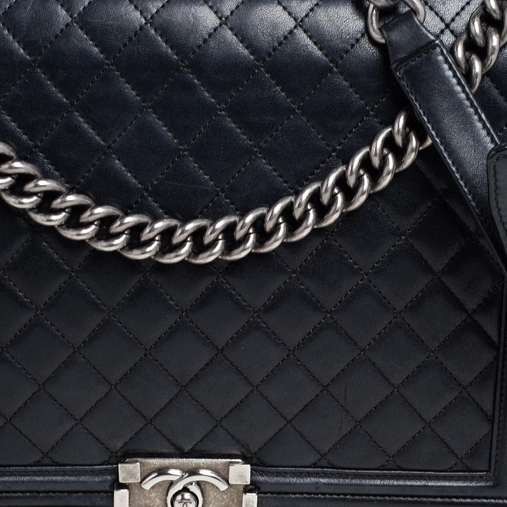 Chanel Black Quilted Leather Large Boy Flap Bag 5