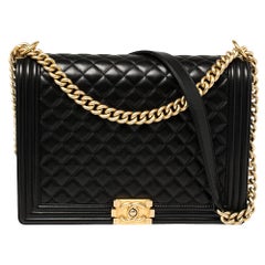 Chanel Black Quilted Leather Large Boy Flap Bag