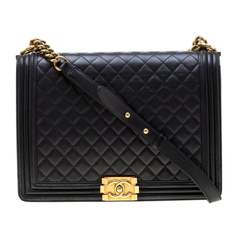 Chanel Black Quilted Leather Large Boy Flap Bag For Sale at 1stDibs