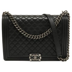 Chanel Black Quilted Leather Large Boy Flap Bag