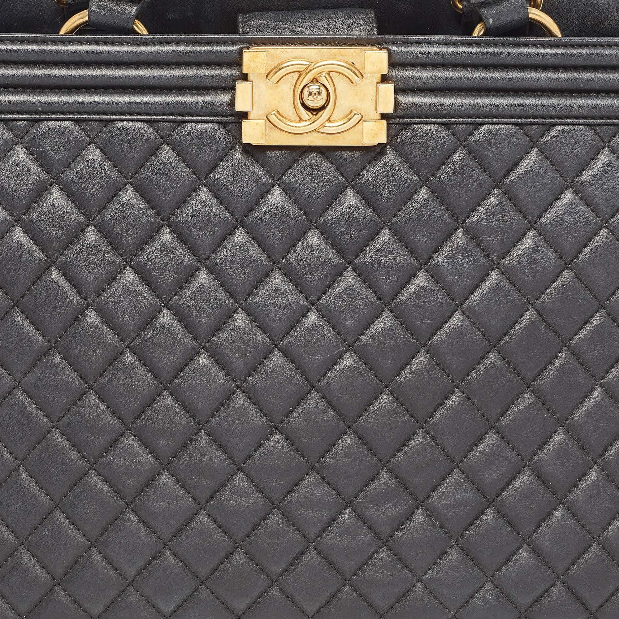 Chanel Black Quilted Leather Large Boy Shopper Tote 1