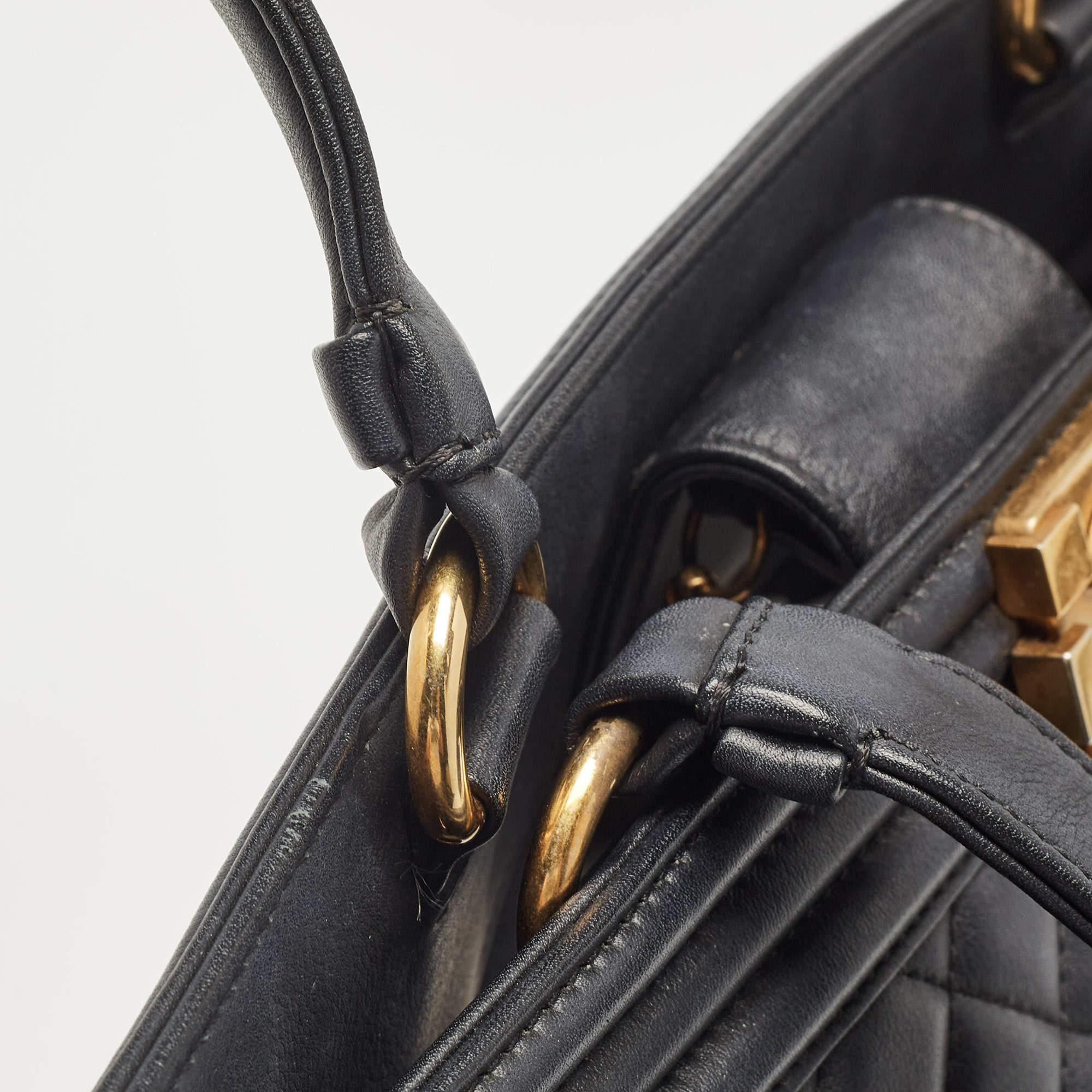 Chanel Black Quilted Leather Large Boy Shopper Tote 3