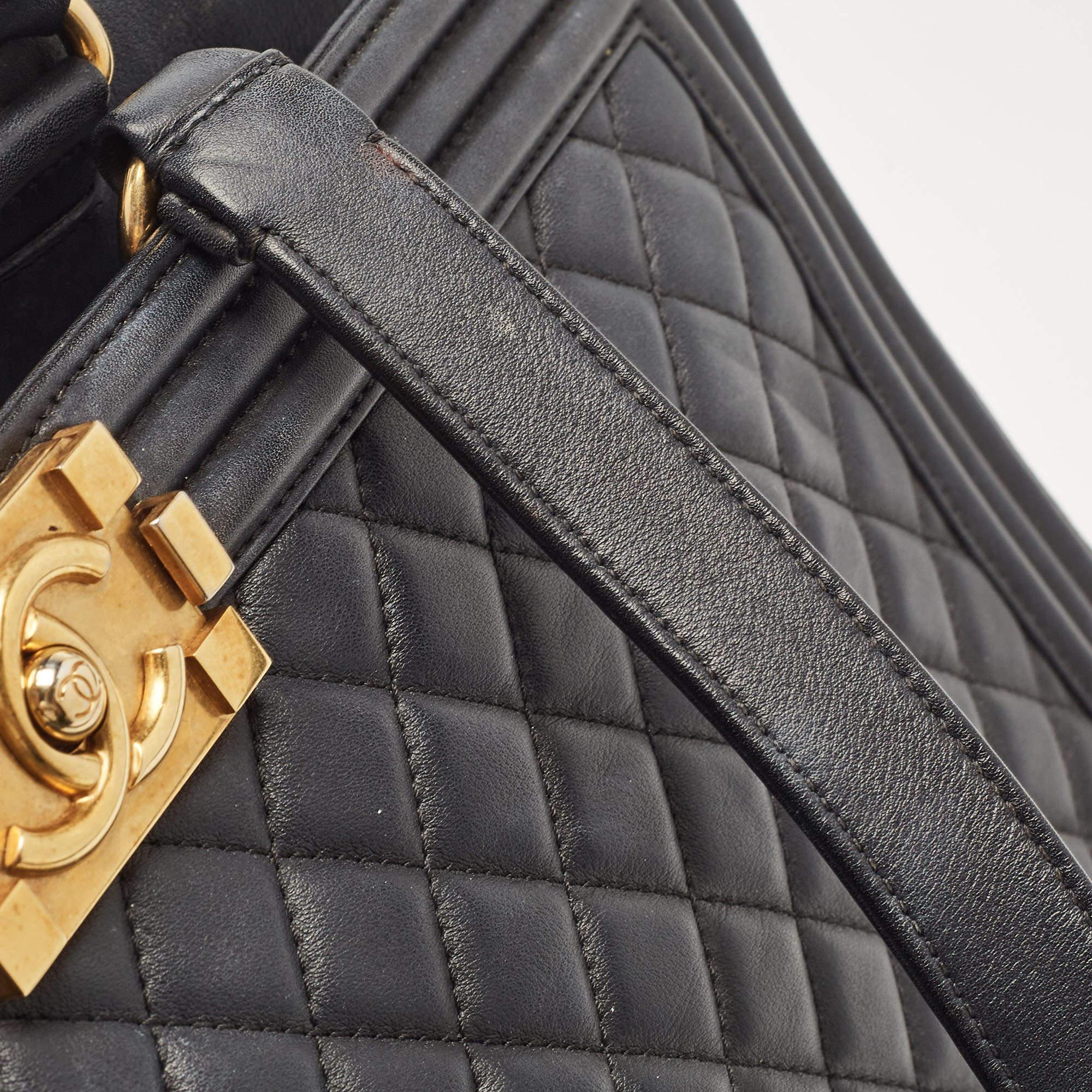 Chanel Black Quilted Leather Large Boy Shopper Tote 4