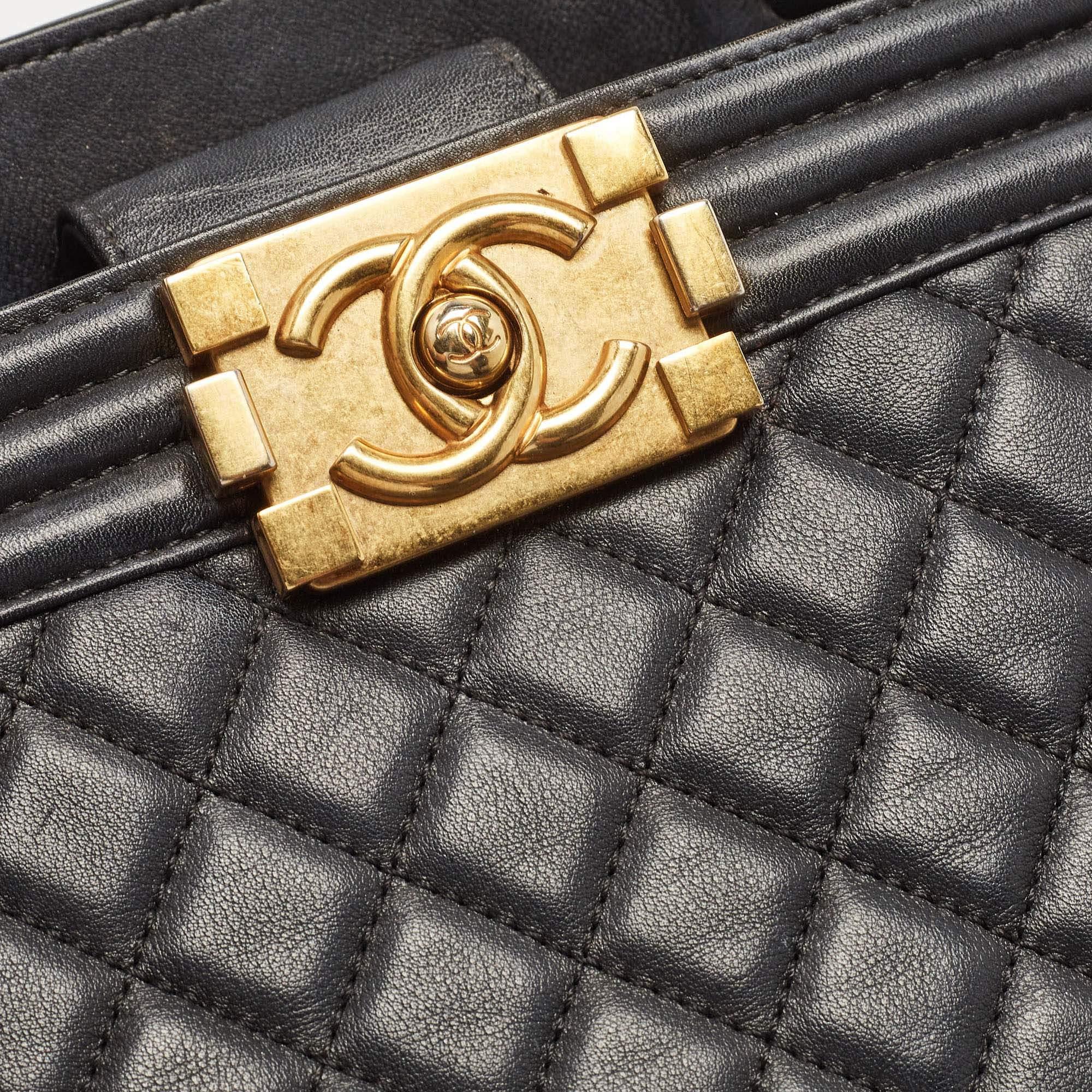 Chanel Black Quilted Leather Large Boy Shopper Tote 5