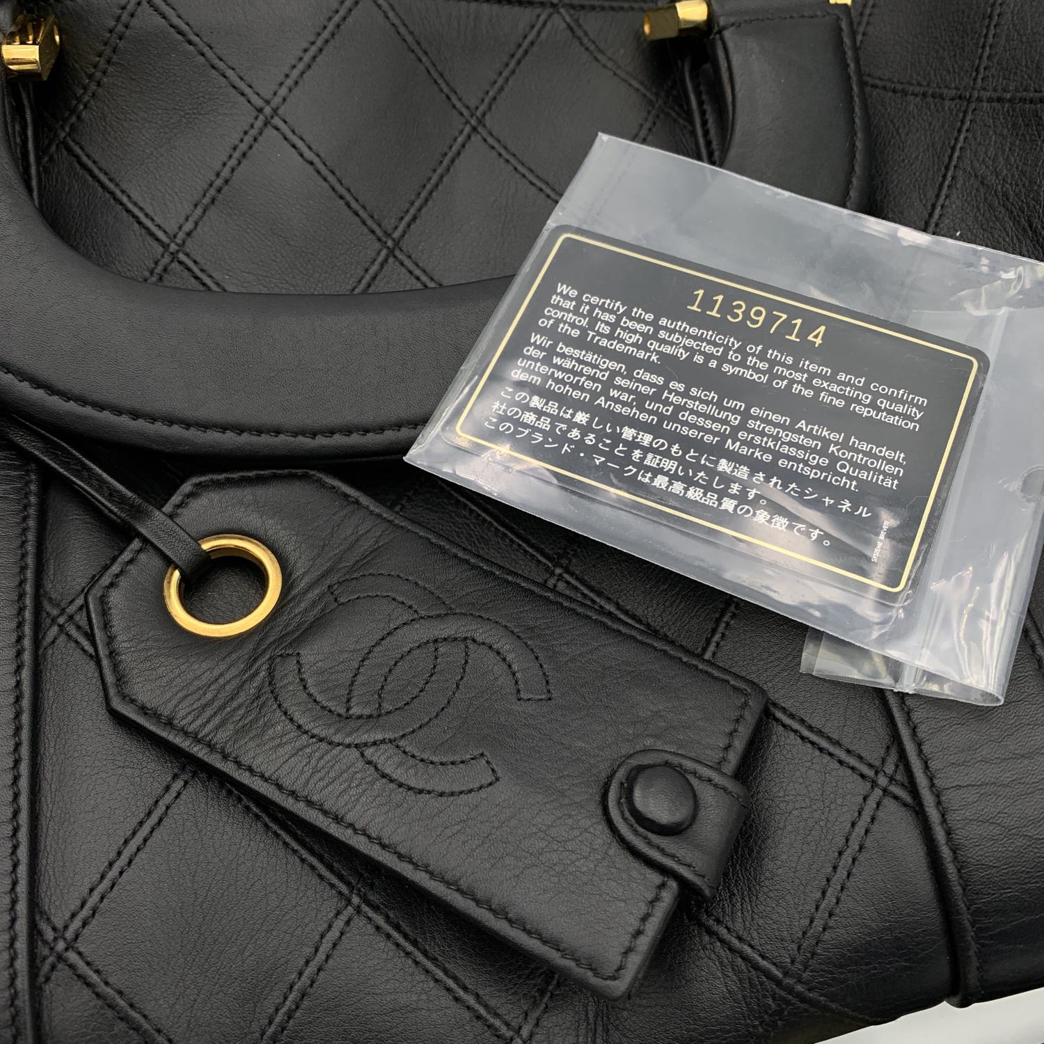 Chanel Black Quilted Leather Large Duffle Bag Weekender with Strap 3