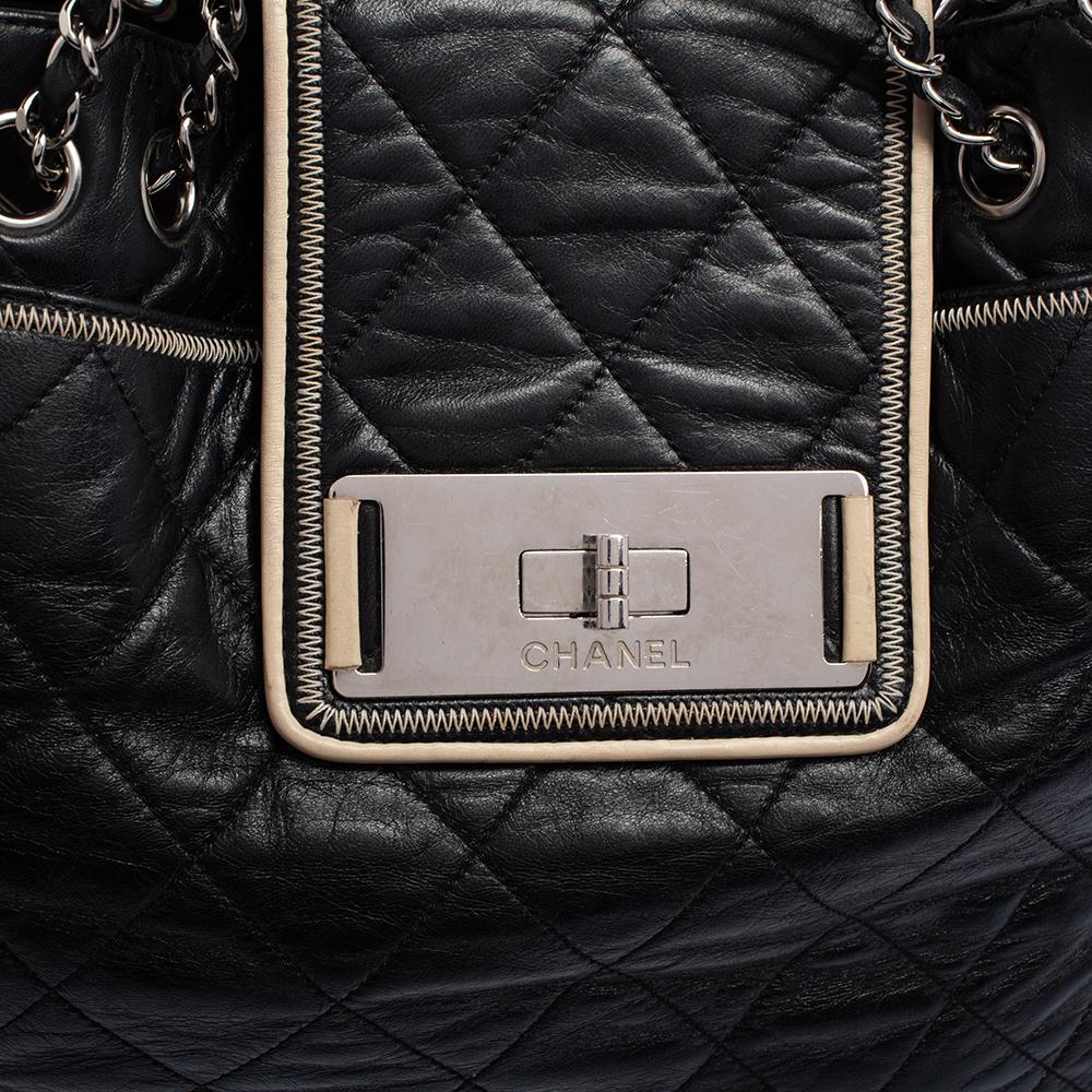 Chanel Black Quilted Leather Large East West Tote 7