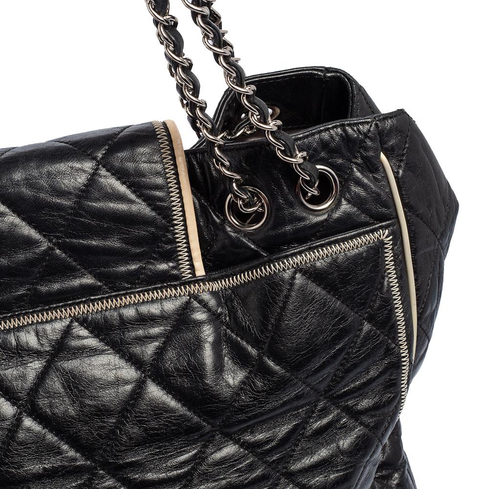 Chanel Black Quilted Leather Large East West Tote 8