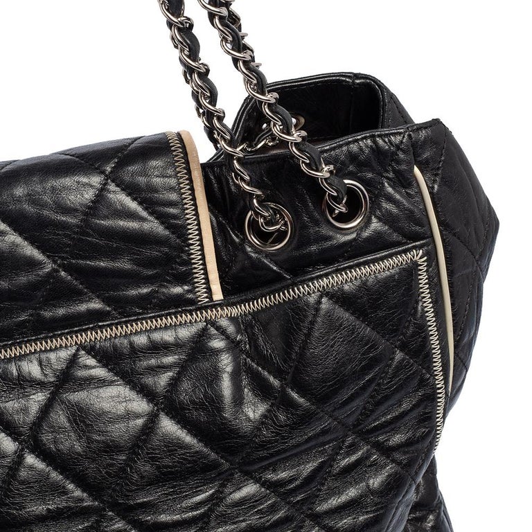 Chanel Black Quilted Leather Large East West Tote