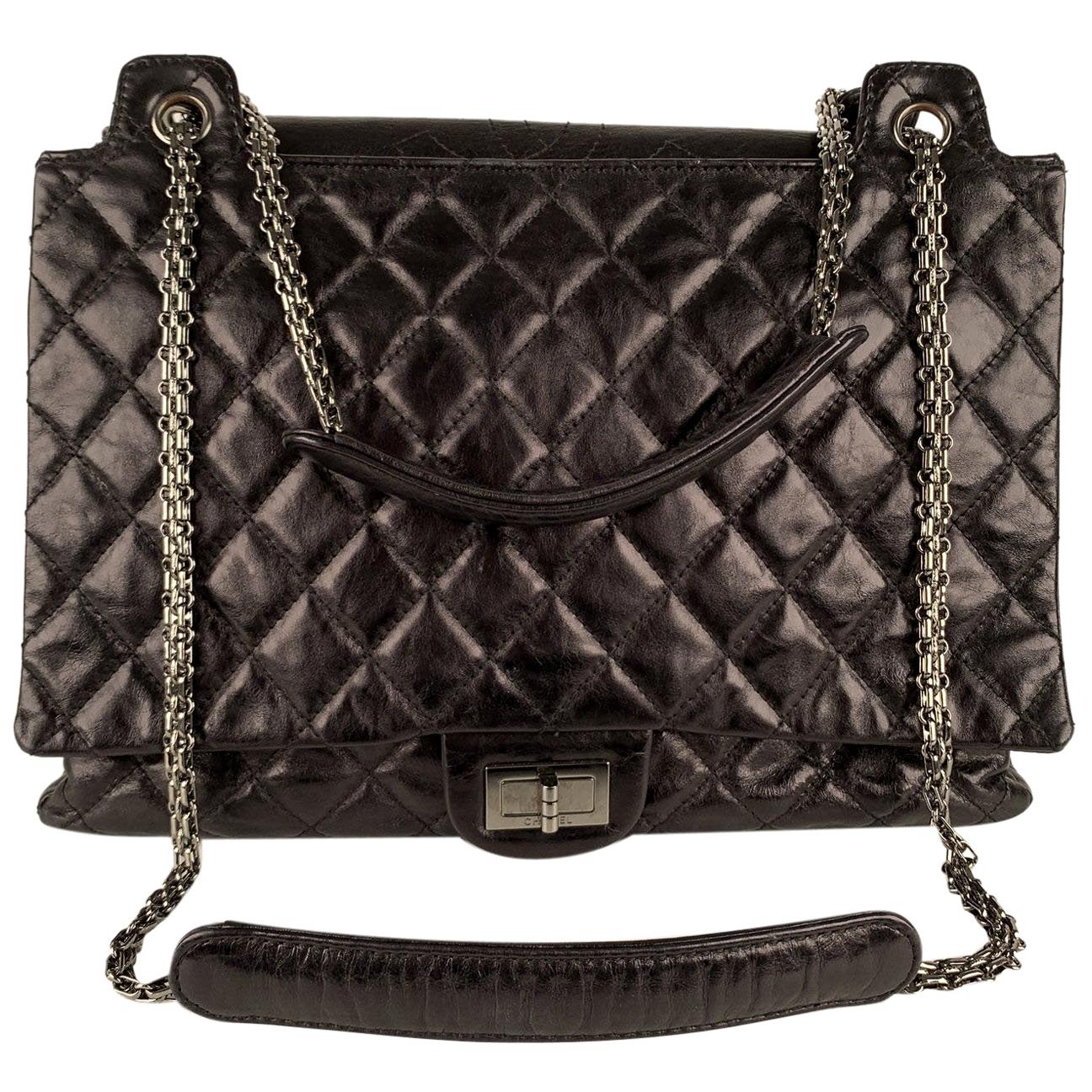 Chanel Black Quilted Leather Large Reissue 2.55 Accordion Flap Bag