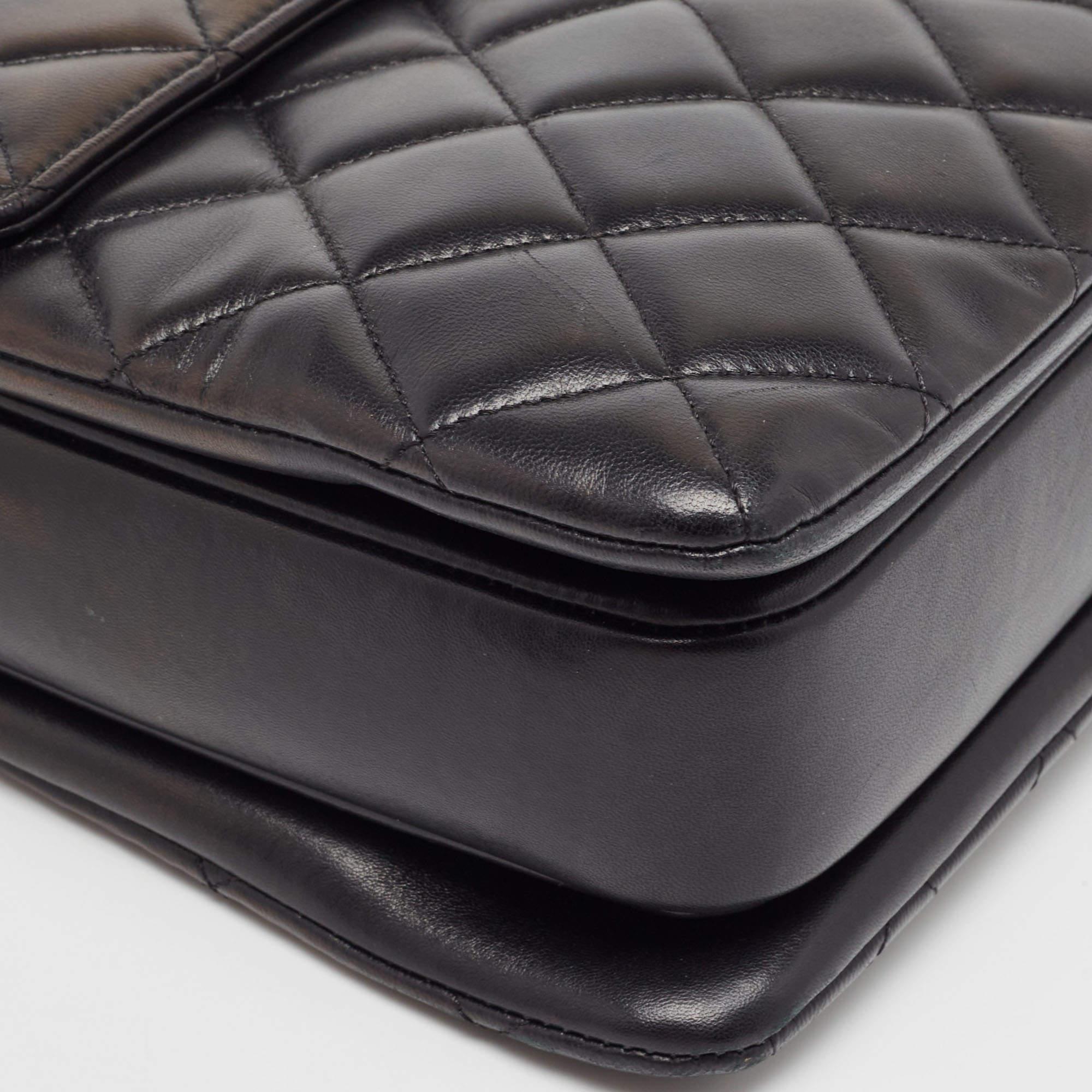Chanel Schwarze große Trendy CC Top Handle Bag aus gestepptem Leder 8