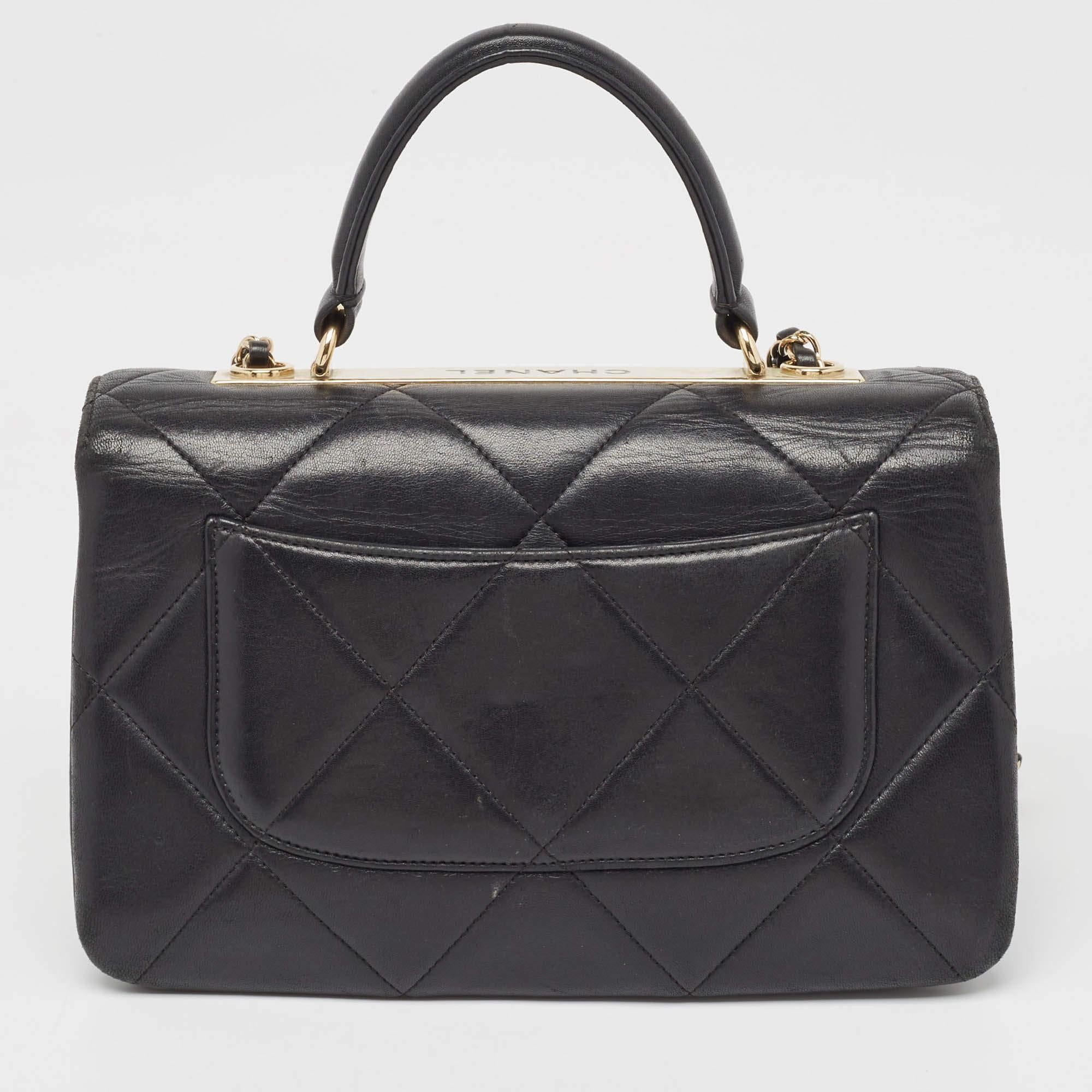 Women's Chanel Black Quilted Leather Large Trendy CC Top Handle Bag