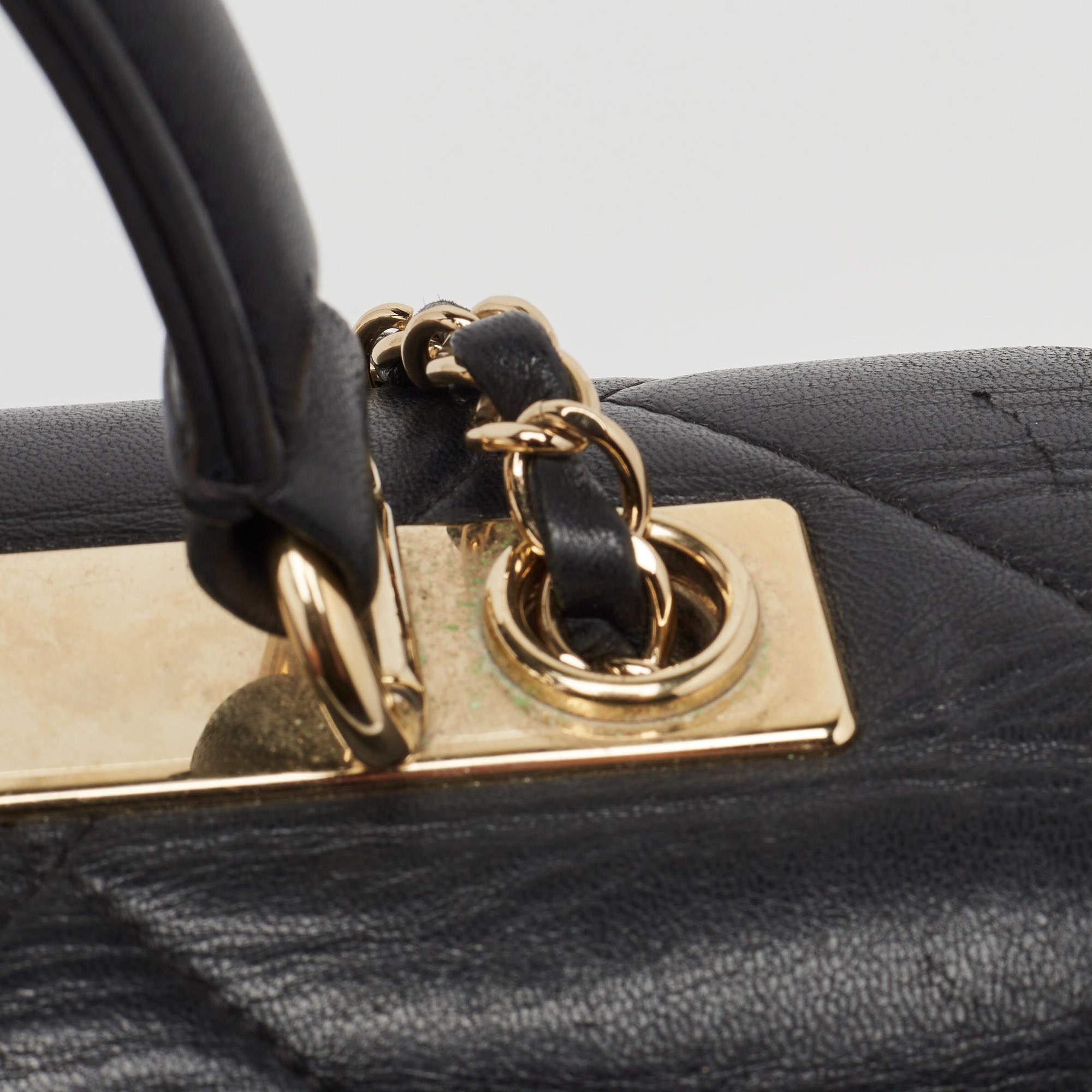 Chanel Black Quilted Leather Large Trendy CC Top Handle Bag 3