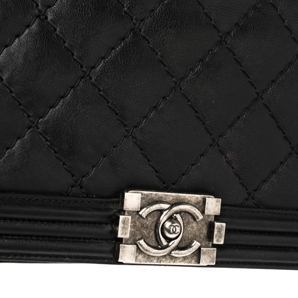Chanel Black Quilted Leather Large Wild Stitch Boy Bag 4