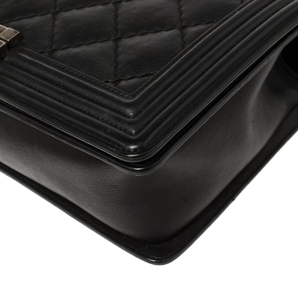 Chanel Black Quilted Leather Large Wild Stitch Boy Bag 5