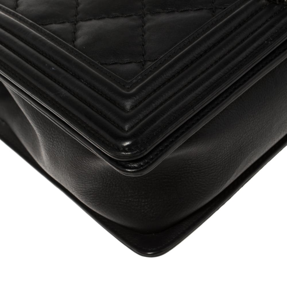 Chanel Black Quilted Leather Large Wild Stitch Boy Bag 6