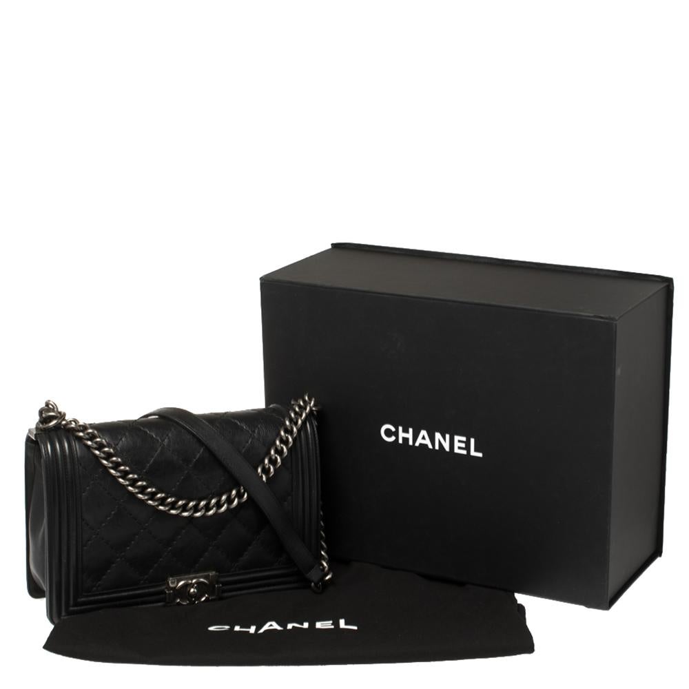 Chanel Black Quilted Leather Large Wild Stitch Boy Bag 7
