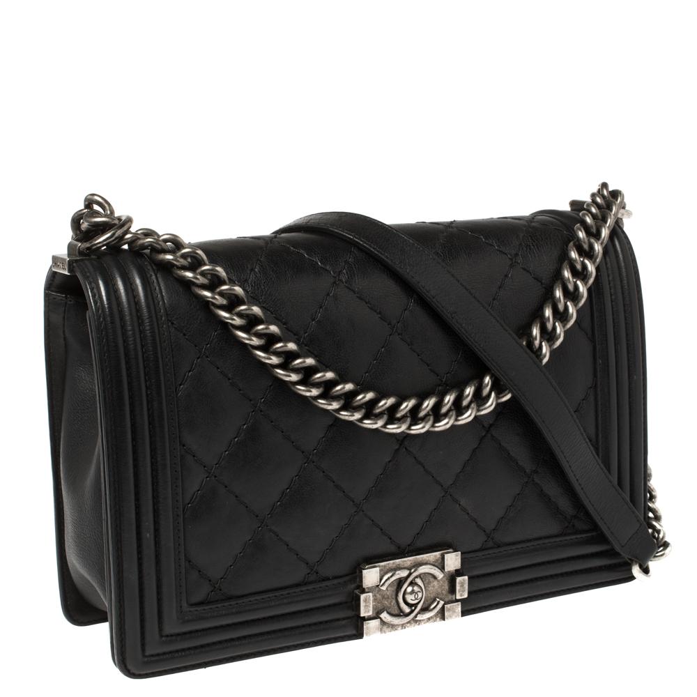 large black quilted chanel bag