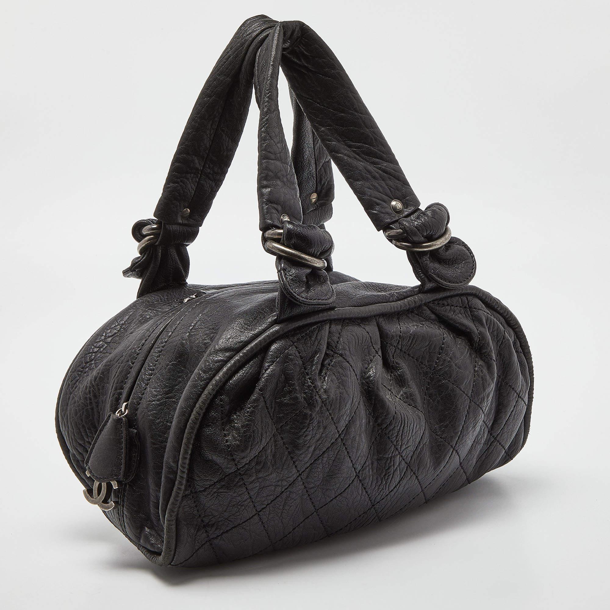 Women's Chanel Black Quilted Leather Le Marais Bowler Bag